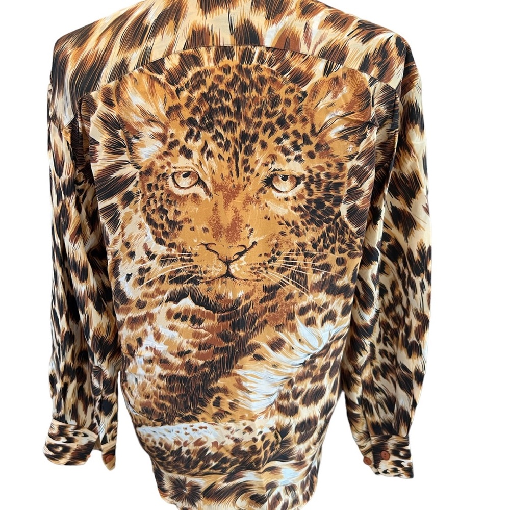 FU DA Silk Blouse Leopard Print Size S